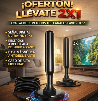 ¡OFERTA 2X1! Antena TV Digital 4K HD 📡 Disfruta Señal Abierta en Alta Definición